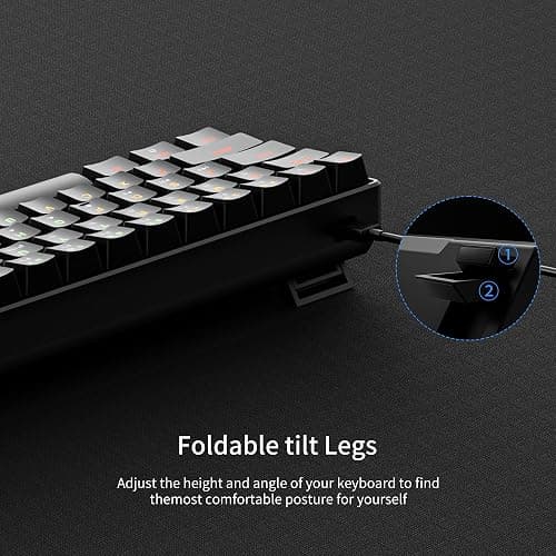 Newmen GM611 Mechanical Keyboard,LEDBacklit Wired Gaming Keyboard RedSwitch | Compact Portable,Mini 61 Keys,LED Backlit,60 Percent Mechanical Keyboard,Black Keycaps,Windows Laptop PC,Linear Red Switches thumbnail 7