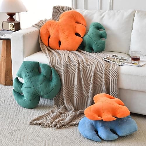 Leaf Pillow, Cute Decorative Throw Plant Pillow Aesthetic Decor Nature Pillow for Bed Couch, Leaves Shaped Pillow Perfect for Bedroom Living Room (Dark Green, 15 Inches) thumbnail 3