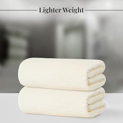 Tens Towels Pack of 4 Extra Large Bath Towels 30 x 60 Inches, 100% Cotton, Larger & Lighter Weight, Quicker to Dry, Super Soft and Absorbent, Perfect for Bathroom, Cream thumbnail 3