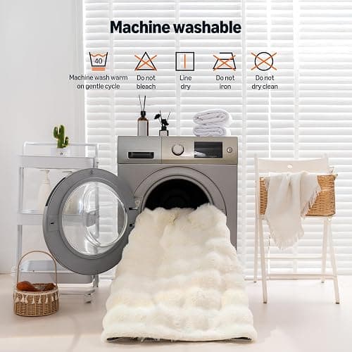 Amazon Basics Indoor Area Rug, 3D Bubble Washable Home Decor Carpet for Living Room, Bedroom, 4' W × 6' L, Beige thumbnail 6