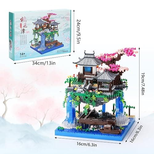 CAXIMSY Cherry Blossom Bonsai Tree House Building Block Sets 3320PCS Chinese Architecture of Peach Blossom Micro Mini Building Set Toy Gift for Kids Adults thumbnail 3
