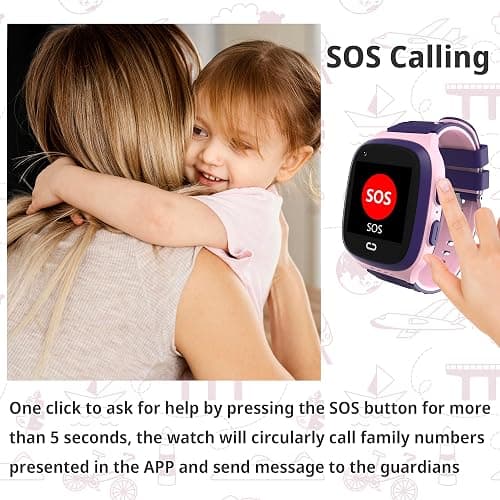 Tixpc 4G Kids Smart Watch Girls with GPS Tracker Location Video Call Cell Phone SOS Calling Voice Chat Camera Alarm Clock for Ages 5-12 Kids (Pink) thumbnail 4