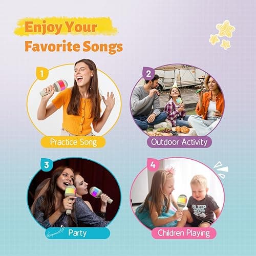 Wireless Karaoke Machine Portable Bluetooth Microphone with LED Light | Best Chritmas Birthday Festival Party Gift for Adults 3 4 5 6 7 8 9 10 11 12+ Year Old Girls Boys Kids (Beige) thumbnail 5