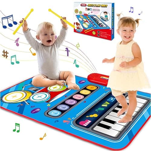 Baby Toys for 1 Year Old: Baby Musical Mat Toddler Toys Age 1-2 - 2 in 1 Piano Drum Babies Play Mat - Infant Music Toy 12-18 Months Babies Birthday Valentines Gifts for 1 2 3 Year Old Boys Girls - Image 1