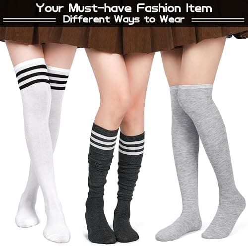 Aneco 6 Pairs Over Knee Thigh Socks Knee-High Warm Stocking Women Boot Sock Leg Warmer High Socks for Daily Wear, Cosplay thumbnail 7