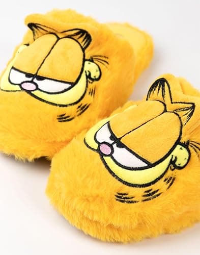 Garfield Fluffy Yellow Slippers | Unisex Animated Tabby Cat House Sliders | Soft Slip-On Footwear for Adults - 9-10 Women/8-9 Men thumbnail 6