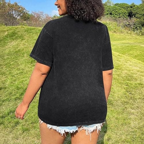 Weetiotio Tiger Graphic Tees Shirt for Women Oversized Streetwear Shirts Acid Wash Tshirt Tigers Print Cotton Summer Tops thumbnail 7
