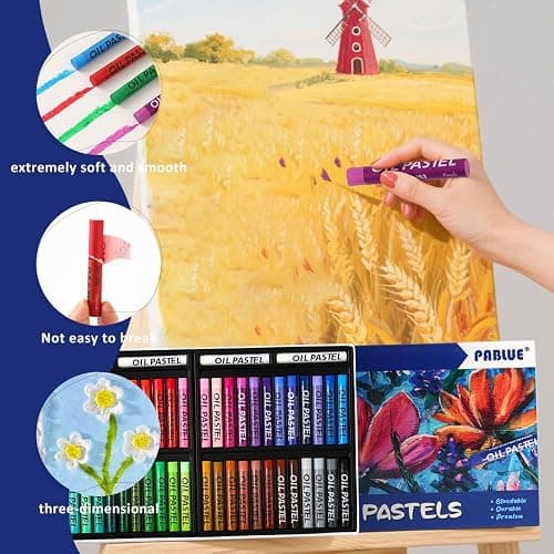PABLUE Oil Pastels 48 Colors, Soft Oil Pastel Crayons for Drawing Blending,Layering, Shading, Art Supplies Gift for Artists, Beginners thumbnail 5