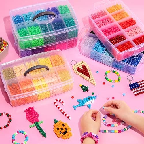Simetufy 14000Pcs Pony Beads Bulk, 50 Colors 6x9MM Kandi Beads for Hair Braiding Bracelet Making Jewelry Key Chains DIY Crafts Gifts (8LB, Shock Resistant Package) thumbnail 5