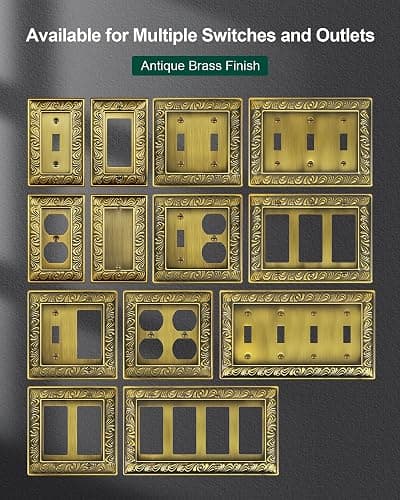 treewell 6-Pack Single Toggle Light Switch Cover Plate, Paisley Pattern Decorative Switch Plate Covers, Antique Brass 1 Gang Metal Wall Plate, Corrosion Resistant - 1 Toggle 6PK thumbnail 7
