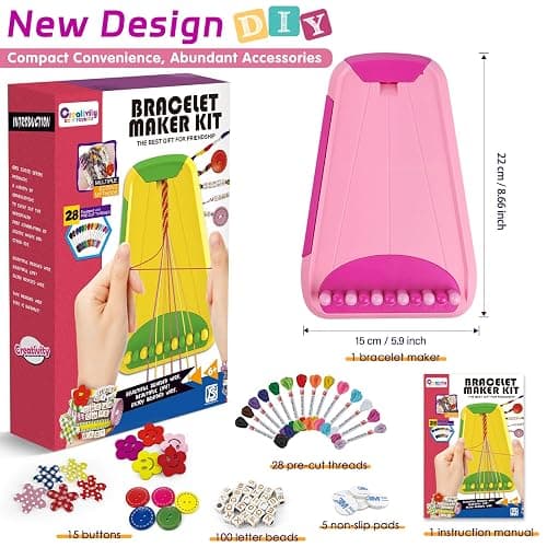 Friendship Bracelet Making Kit for Girls Ages 8-12, Kids Jewelry Making Kit with 28 Pre-Cut Threads and Letter Beads, Arts and Crafts for Kids, Birthday Easter Gifts for 6 7 8 9 10 11 12 Year Old thumbnail 3