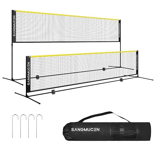 SANGMUCEN 10/13/16.5ft Portable Badminton Net Set Outdoor and Indoor, Height Adjustable Sports Net for Volleyball, Pickleball, Tennis,Stable Alloy Steel Frame and Carry Bag for Backyard, Beach, Pool - Image 1