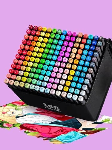 Professional 168 Color Marker Set – Dual Tips brush & Chisel Alcohol-Based Art Pens for Artists, Kids, Students, Adult Coloring & Manga Drawing ıllustration,fashion,art for begginer and professional - Image 1