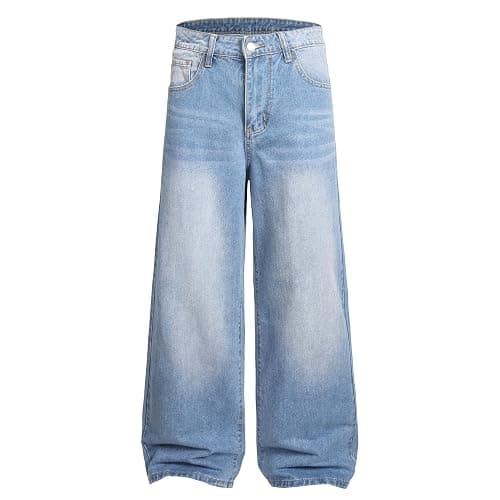 Men's Baggy Hip Hop Jeans Y2K Casual Vintage Wide Leg Skater Denim Pants Loose Fit Long Trousers 2000s Streetwear - Image 1