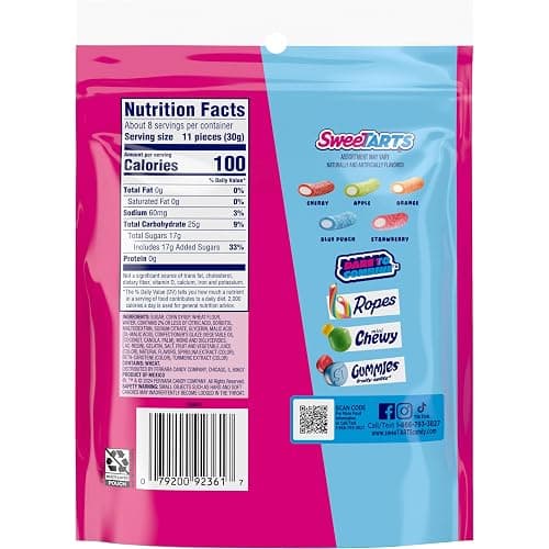 SweeTARTS Rope Bites Candy, Mixed Fruit, 8 Ounce Resealable Bag thumbnail 7