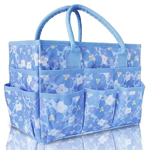 Cupohus Craft Organizer Tote Bag – Art Organizer, Craft Caddy with Multiple Pockets, Large Capacity Supply Storage Bag for Sewing, Knitting, Painting, and Travel(Blue Print) - Image 1