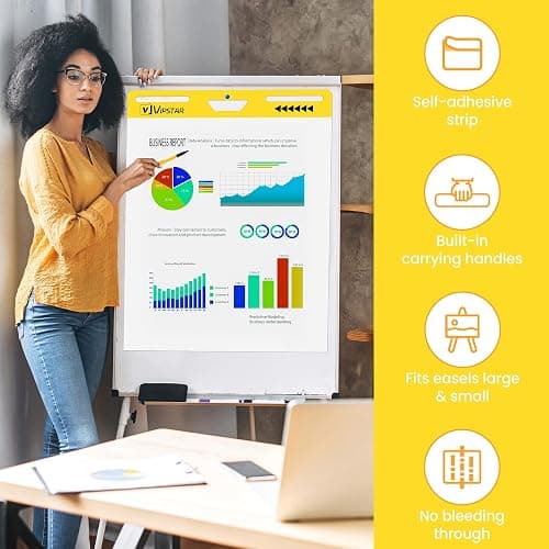 (6 Pads) Sticky Easel Pad 25 in x 30 in Post, Large Self Stick Flip Chart Premium Paper for Teachers, Mount to Most Surfaces and Bleedproof, Super Sticking Power thumbnail 3