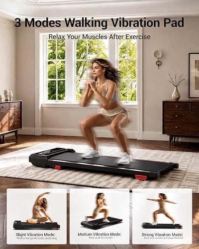 Walking Pad Treadmill with Handle Bar & Vibration Plate | 15% Incline, Compact, 3 Vibration Models, 3.0HP Motor, 265LBS, Remote Control & LED Screen thumbnail 3