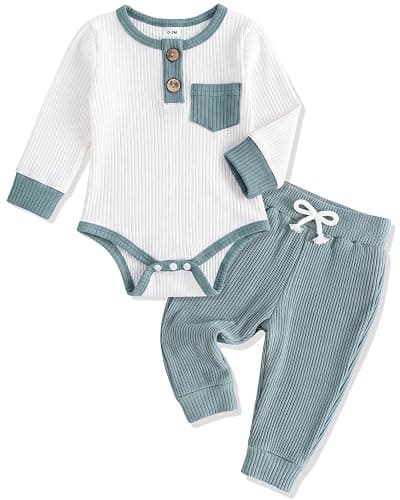 HONGTEYA Baby Boy Clothes Cotton Newborn Infant Long Sleeve Romper Outfit - Image 1