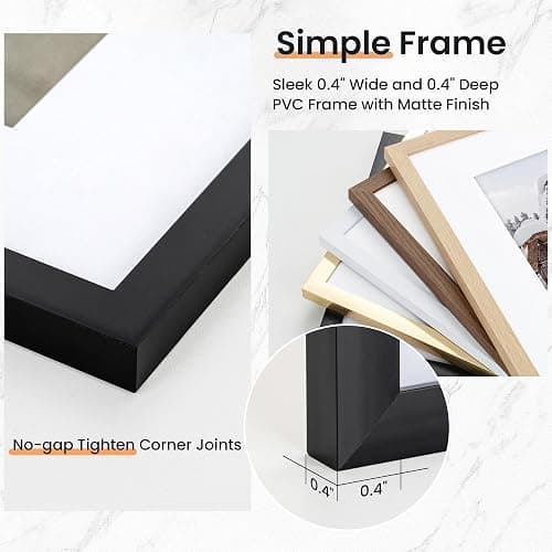 Venusmiles 16x24 inch Picture Frame, 16x24 Photo Frames with 12x18 Removable Mat - High Definition Plexiglass - Vertical and Horizontal Display - Wall Hanging Poster Frame - Black, 3 Pack thumbnail 6