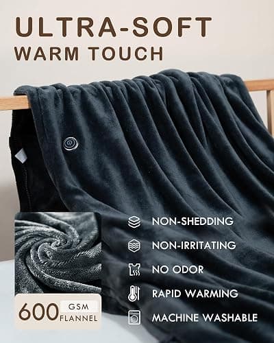 MIMYTH Cordless Heated Blanket, Cozy Portable Heated Blanket Battery Operated w/Hoodie, 3 Temp, 20000 mAh, Camping Wearable Heating Blanket for Car, Heated Throw Cordless thumbnail 4