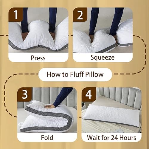 WhatsBedding Memory Foam Body Pillow with Removable Pillowcase-Fluffy Body Pillows for Adults -Large Long Bed Pillows for Sleeping - 20x54 inch, White thumbnail 8