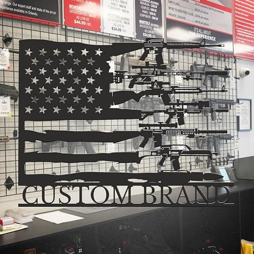 Custom Metal Gun Sign, Personalized Armory Name Sign, Custom Old Flintlock Pistol Metal Wall Art, Rifle Wall Art (Style-5) thumbnail 2