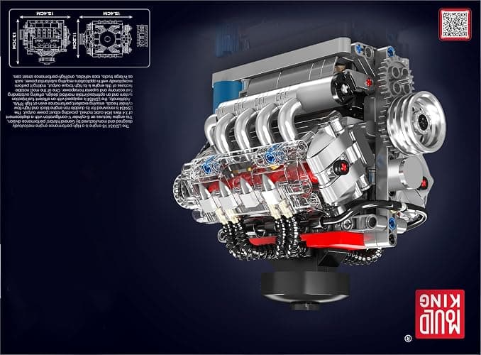 Mould King 10171 V8 Engine Model Kit, Mini V8 Engine Kits That Runs, Build Your Own Car Model Engine with Motor, Collectible Building Blocks for Adults, DIY STEM Construction Toys for Display thumbnail 7