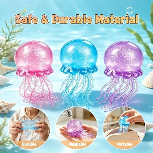 Jellyfish Squeeze Toy,2.16inch Jellyfish Squishy Malt Sugar Balls Filled Squishy Sensory Fidget Toy,Ultra Soft Moldable Slow Rise Stress Relief Toy for Adults Anxiety Relief(Pink) thumbnail 3