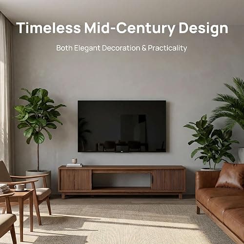 Alpen Fluted TV Stands for Living Room, 58" Mid Century Modern Entertainment Center with Storage, Brown Walnut TV Console for 55/60/65 Inch TV, Wood Television Media Cabinet for Bedroom thumbnail 8