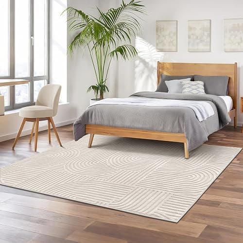 Pauwer 5x7 Washable Area Rugs for Living Room Modern Beige Solid Color Soft Fluffy Rugs for Bedroom Non Slip Boho Accent Indoor Mat Floor Carpet Cover for Kids Room Dining Room Kitchen Office thumbnail 8