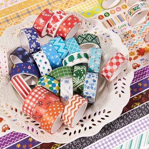 emmoolife 50 Rolls Washi Tape Set, 15mm Wide Rainbow Colored Tape Aesthetic Design Masking Decorative Tape for Scrapbooking Supplies, Bullet Journaling, Junk Journal, Wrapping Planners, DIY Arts Craft thumbnail 6