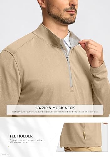 Obla Golf Quarter Zip Pullover for Men Mock Neck Sweatshirt Lightweight Sun Protection Men's Long Sleeve Golf Shirt thumbnail 4