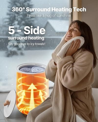 VEVOR Towel Warmers for Bathroom, Towel Warmer Bucket Auto Shut Off for Spa Fits up to 3 Oversized Towels, Blankets, Clothes, Bathrobes, PJ's and More, Gray thumbnail 4