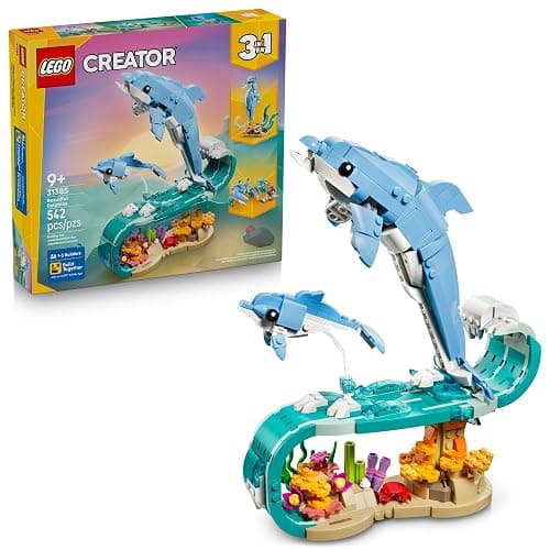 LEGO Creator 3 in 1 Sea Animals: Beautiful Dolphins Building Toy for Girls, Boys, & Kids, Ages 8+ - Build a Dolphin, Seahorse, or Crab Animal Figure - Gift Idea for Birthdays - 31385 - Image 1