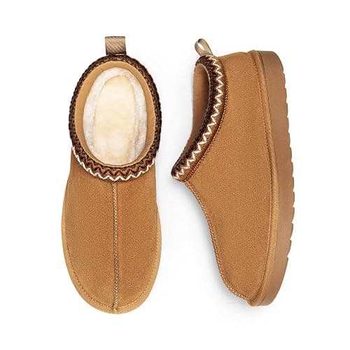 DREAM PAIRS Women's Fuzzy Cozy Slippers Genuine Suede Indoor Outdoor Fluffy Home Comfy Winter Slip On Cute Warm Memory Foam Furry Shoes FuzzyEasy - 9 - Chestnut thumbnail 3