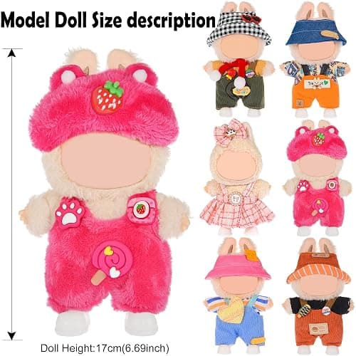 Total 6 Sets Various Style Cute Doll Clothes Accessories for 17cm Dolls - Soft & Stylish Costume Accessories (Doll Not Icluded) thumbnail 3