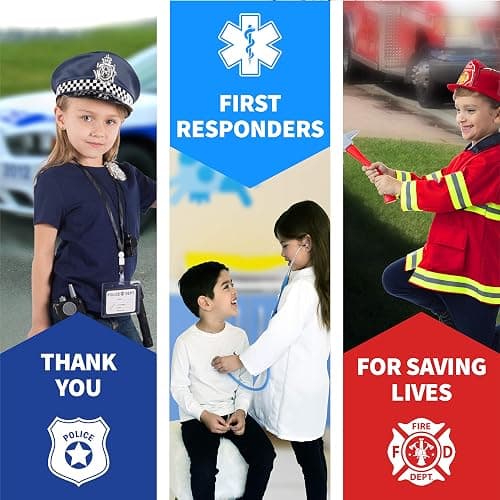 Born Toys 3-in-1 Toddler Dress Up Clothes for Boys & Girls Ages 3-7, Police, Firefighter and Doctor Pretend Play Set with Toy Accessories, Washable Costumes for Kids Career Day Outfit, Gift Ready Set thumbnail 2