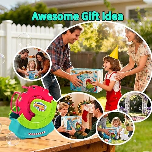 Bubble Machine for Toddlers Kids & Pets, with 8oz Safe Solution, Extra Large & Bubbles in Bubble Maker, Children & Pets Dog Toys Gift, Indoor/Outdoor Birthday Wedding Party Bubble Blower thumbnail 9