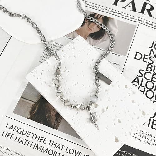 Buyongwant Y2k Irregular Necklace Star Pendant Moonlight Stone Fashion Collar Chain Design Spicy Silver Jewelry for Women thumbnail 4