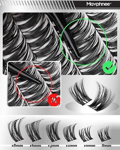 Flaunt Lash Clusters Kit Wispy Cluster Eyelash Extensions Kit CD-Curly Natural Individual Lashes DIY Lash Extension Kit 132Pcs Flora Cluster Lashes with Bond and Seal and Tweezers by Mavphnee (8-18MM) thumbnail 8