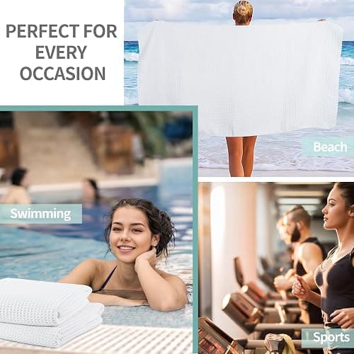 MICROFI New Microfiber Waffle Bath Towels, 2 Pieces, Oversized, Soft, Absorbent, Fast Drying, Lint Free 430 GSM (30''x60''/76cm x 152cm) thumbnail 7