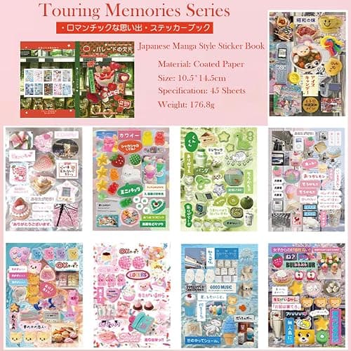 Japanese Manga Style Sticker Book,45 Sheets Comic Books Style Material Decoration Kawaii Stickers - 800+ Designs in 1 Book for DIY Scrapbooking Journaling Handbook Decoration (A) thumbnail 4