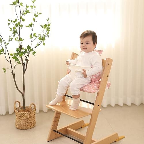 Gembebe Waterproof & Compatible Stokke Tripp Trapp Cushion Set - Easy to Clean Stokke Tripp Trapp Newborn Set - 100% Cotton Stokke High Chair Cushion Set (Pink Bunny / 49.5 Counts) thumbnail 8