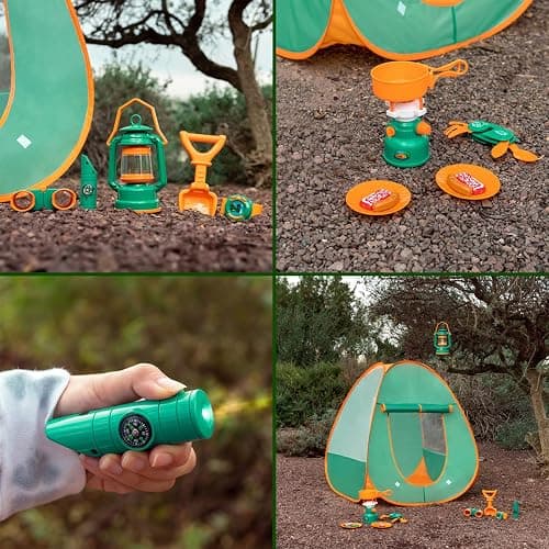FUN LITTLE TOYS Pop Up Play Tent with Camping Gear and Tools Set, Outdoor Toys for Kids thumbnail 5