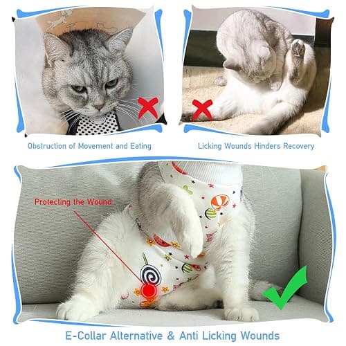 Coppthinktu Cat Recovery Suit Female, Breathable Cat Onesie After Surgery Female for Abdominal Wounds or Skin Diseases, Surgery Recovery Suit Kitten Surgical Onesie After Spay Wear Anti Licking thumbnail 3