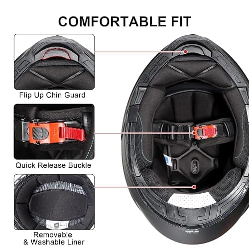 TRIANGLE Modular Motorcycle Helmets for Men Flip Up Full Face Helmet Dual Visor with Internal Sunshield DOT Approved thumbnail 6