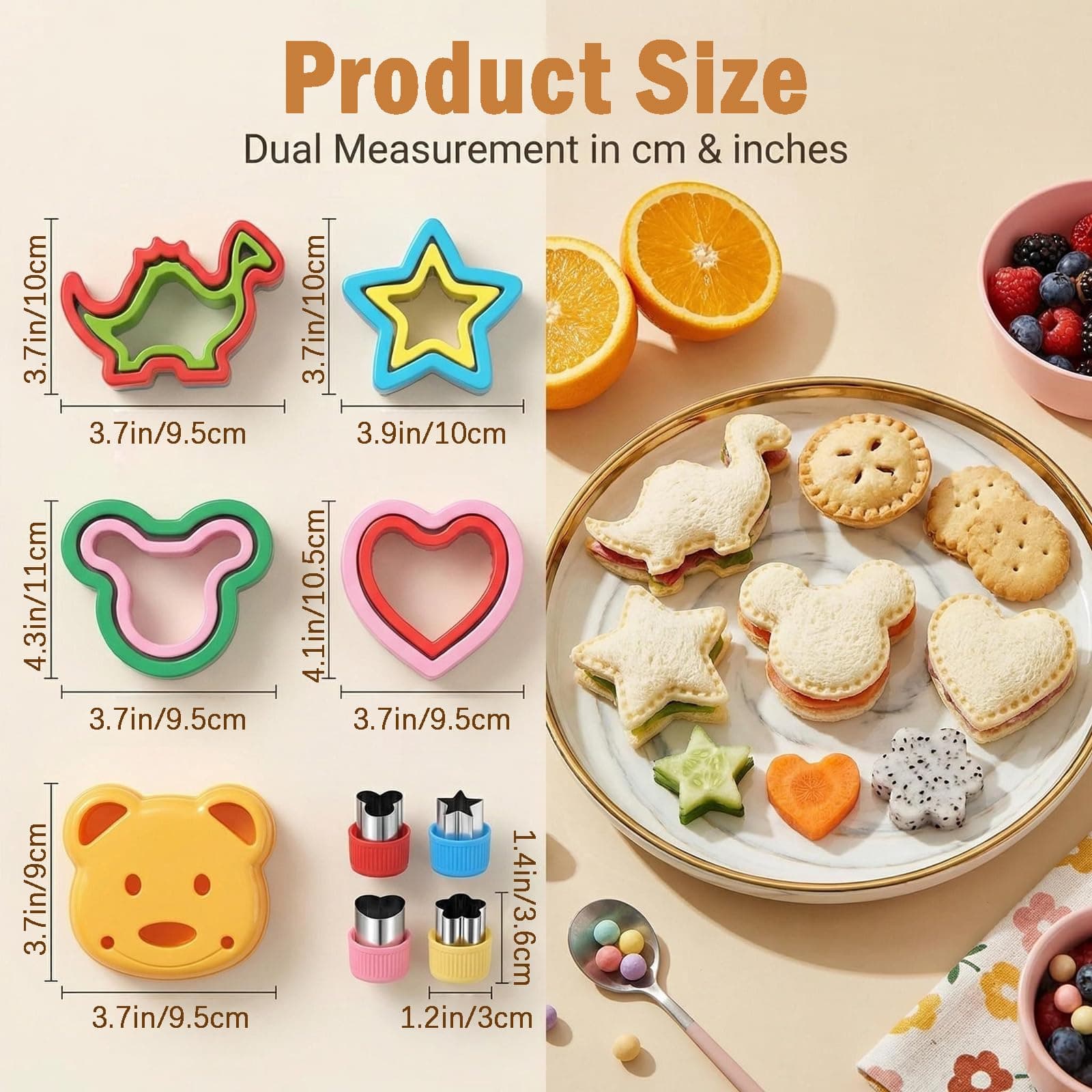 Jeyunoa 9 PCS Sandwich Cutter, Lunchbox Accessories for Kids - Perfect for Bento Box, Kids' Lunch, School Lunches and Healthy Meal Prep thumbnail 4