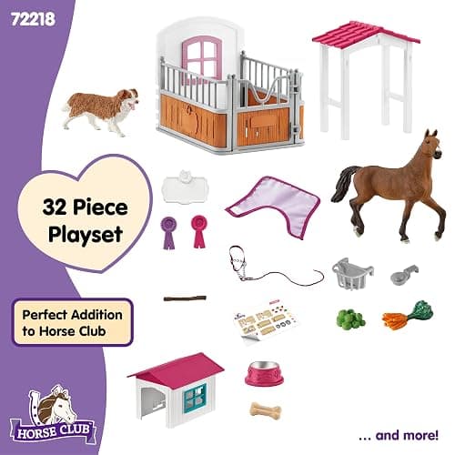 Schleich Horse Club - 32PC Horse Stall and Doghouse Playset - Realistic Racehorse and Dog Figurines with Tack Accessories - Equestrian Toys for Imaginative Play - Boys and Girls 5+ | 72218 thumbnail 6