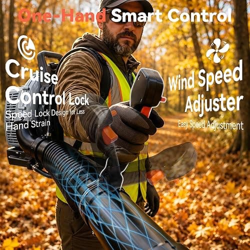 72CC Gas Backpack Leaf Blower with 235 MPH 760 CFM for Yard Debris, Gray | 2-Stroke, Adjustable Speed, Low Noise & Ergonomic Harness, Cruise Control, Commercial Lawn Care, Yard Debris & Debris Removal thumbnail 4
